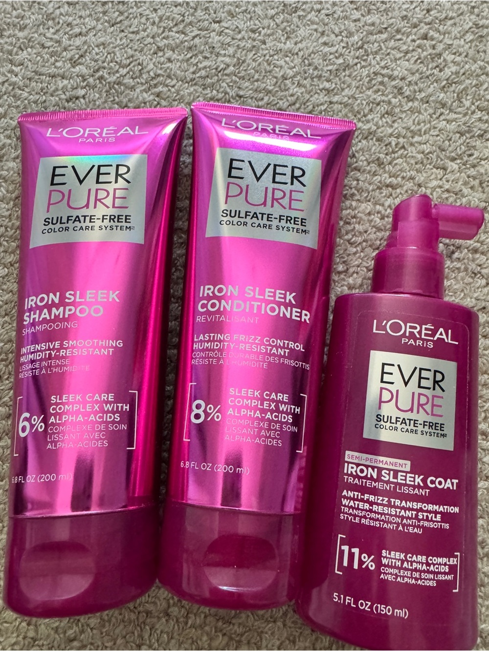 L'Oreal Ever Pure Iron Sleek Shampoo & Conditioner Set - Pink